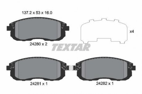 Гальмівні колодки FIAT/NISSAN/SUZUKI Cedici/Cube/SX4 "F "01>> TEXTAR 2428001