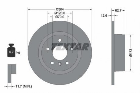 Диск тормозной LAND ROVER Discovery/Range Rover "R D=304mm "94-12 TEXTAR 92095203