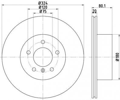 Диск гальмівний BMW X5(E53) "R D=324mm "01>> TEXTAR 92146303