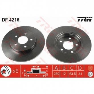 Диск гальмівний (1 шт.) FORD (Europe) - JAGUAR Mondeo/Mondeo Estate/Wagon/X-Type TRW DF4218