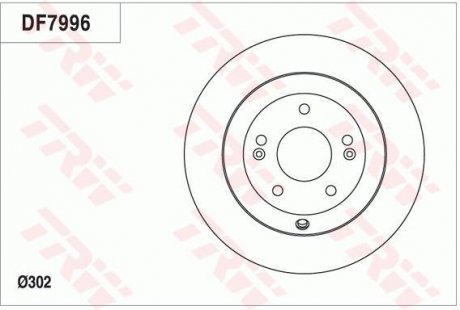 Диск гальмівний (1 шт.) HYUNDAI/KIA Santa Fe/Sorento "R D=302mm "09>> TRW DF7996