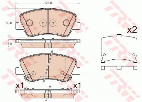 Гальмівні колодки дискові HYUNDAI Veloster "F "11>> TRW GDB3552