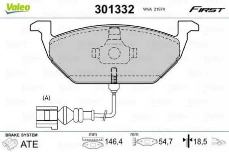 Тормозные колодки дисковые VAG A1/A3/Octavia/Rapid/Golf/Polo/Up "1,0-2,0 "F "96>> Valeo 301332