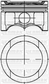 Поршень с кольцами і пальцем (размер отв. 81.01/STD) VW Caddy 1.6 Golf V/VI 1.6 (4ц.) (BFQ) бензин YENMAK 31-04316-000