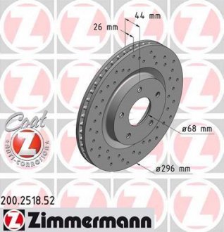 Диск тормозной ZIMMERMANN 200.2518.52