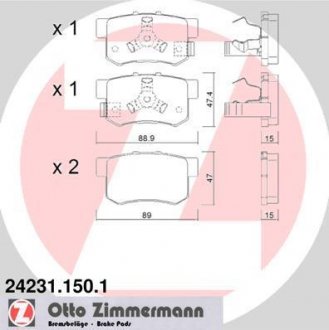 Тормозные колодки зад honda cr-v 2004-2006/accord ZIMMERMANN 242311501