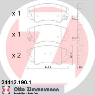 Колодки гальмівні дискові, к-кт ZIMMERMANN 24412.190.1