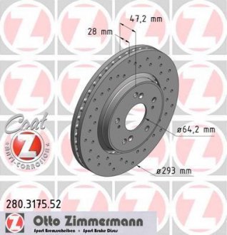 Тормозной диск перед вент honda cr-v c 2007г (293 ZIMMERMANN 280317552