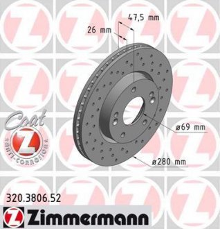 Диск гальмівний ZIMMERMANN 320380652