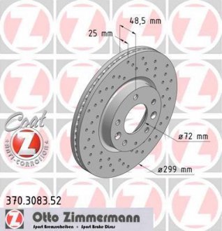 Диск тормозной ZIMMERMANN 370.3083.52