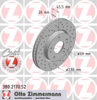 Диск тормозной ZIMMERMANN 380.2170.52