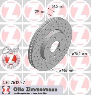 Диск тормозной ZIMMERMANN 430.2612.52