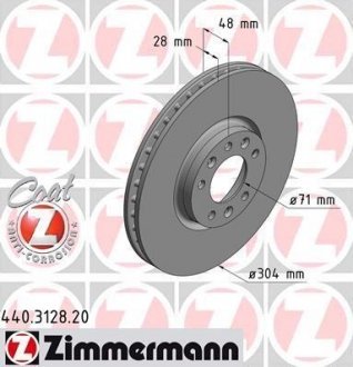 Диск тормозной ZIMMERMANN 440.3128.20