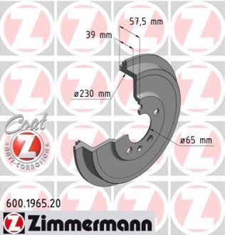 Барабан тормозной Coat Z ZIMMERMANN 600196520