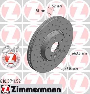 Диск тормозной Sport ZIMMERMANN 610.3711.52